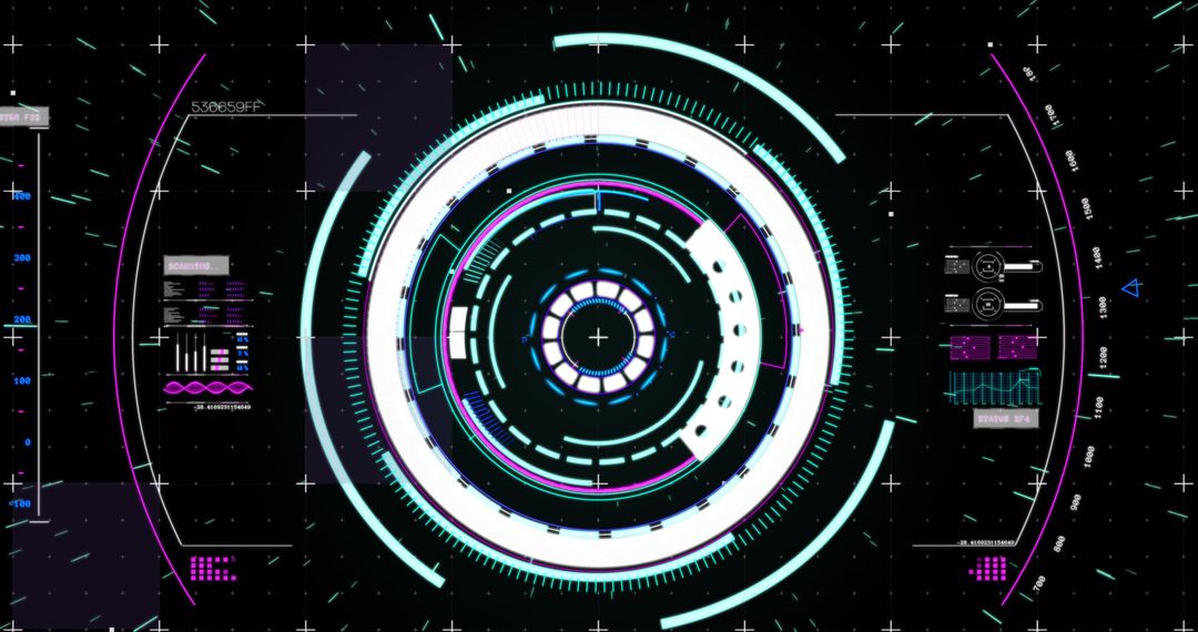 Futuristic Digital Interface with Scope Scanning Elements