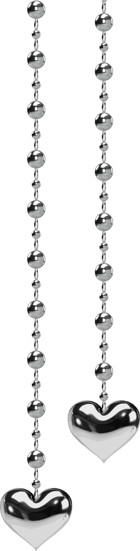Luxury Silver Bead Chains with Heart Pendants Transparent