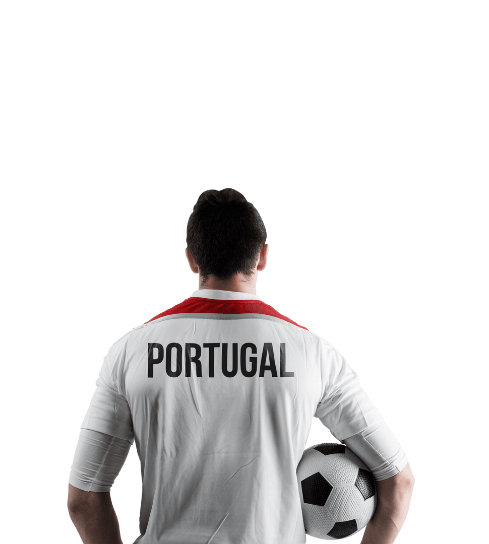 Portugal Soccer Player Holding Ball on Transparent Background