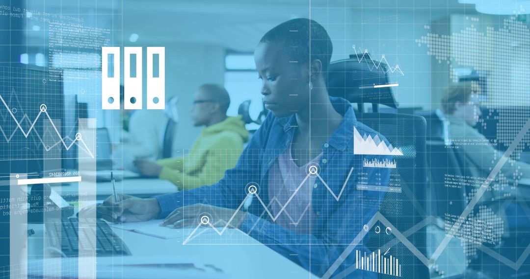 Innovative Financial Analysis: Businesswoman Working With Digital Data