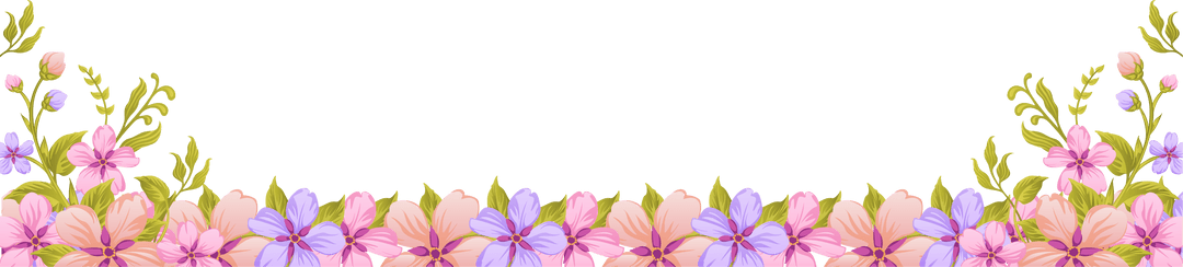 Ornamental Botanical Floral Border on Transparent Background