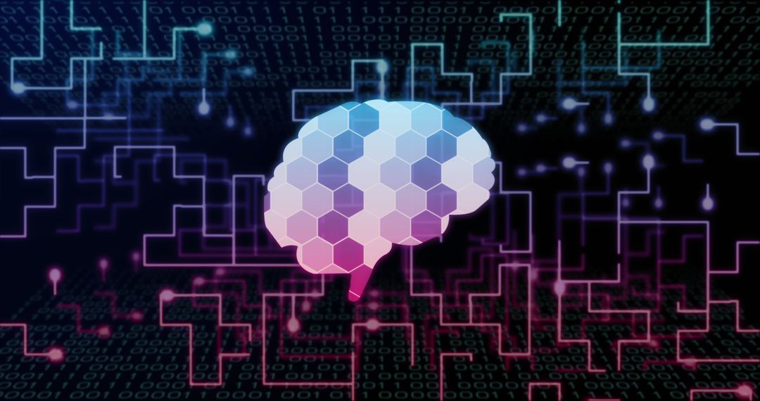 Neon Brain Network with Digital Connections Background