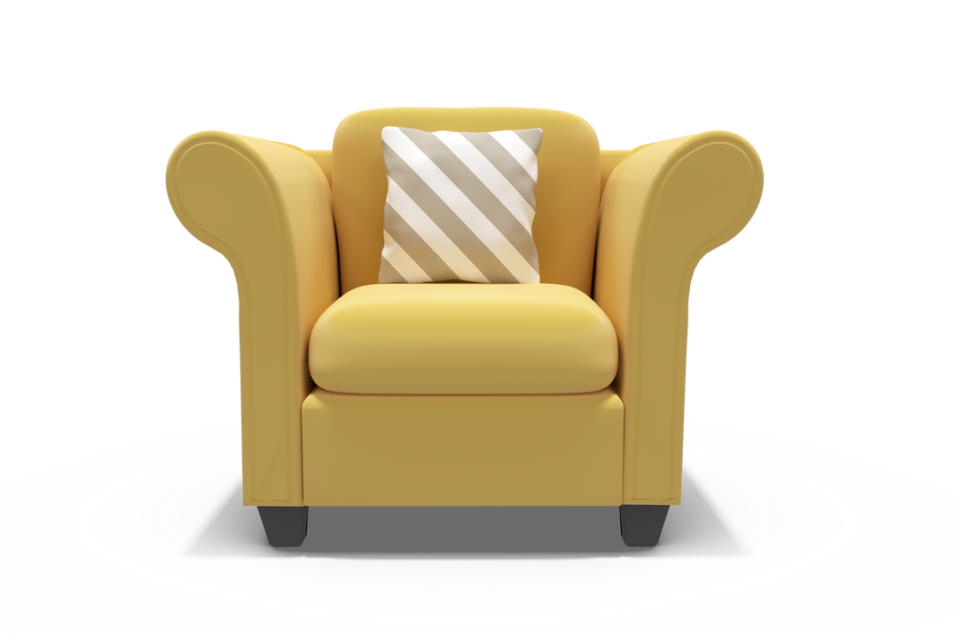 3D Illustration Yellow Armchair with Cushion on Transparent Background - Download Free Stock Images Pikwizard.com