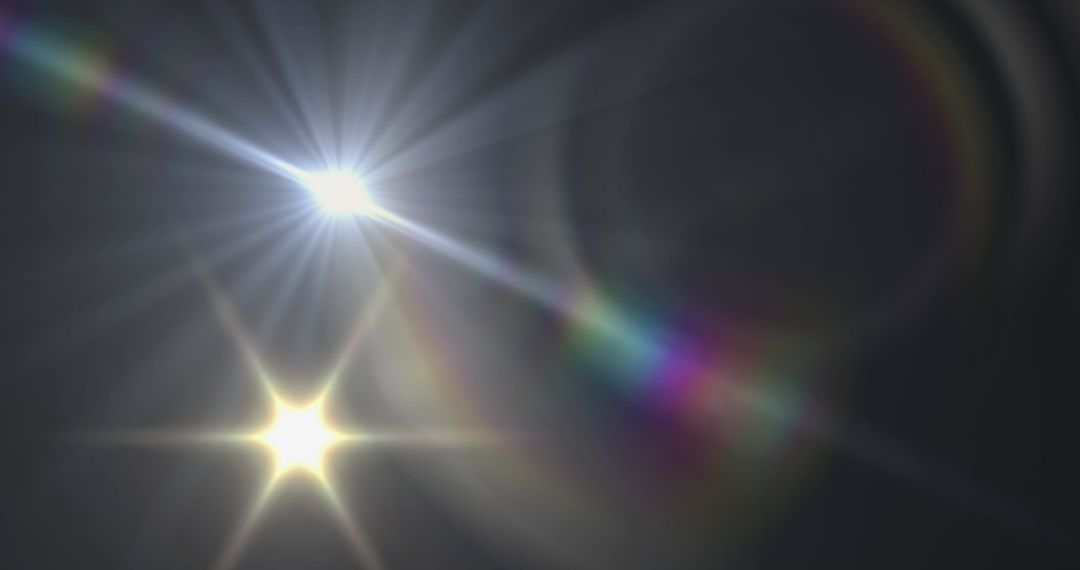 Dynamic Light Beams and Prismatic Reflections on Black Background