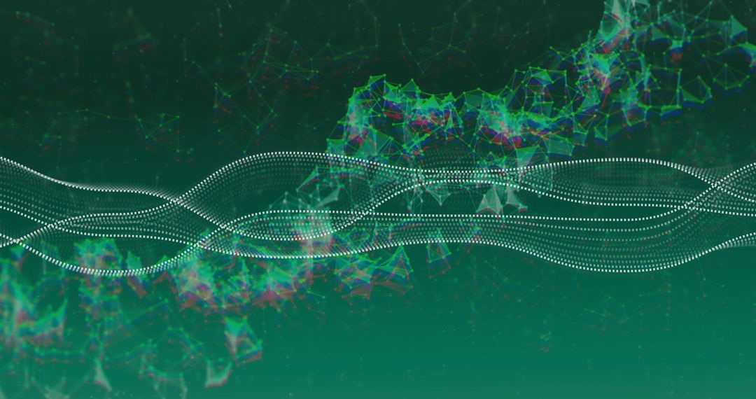 Abstract DNA Strand with Network Connections on Green Background