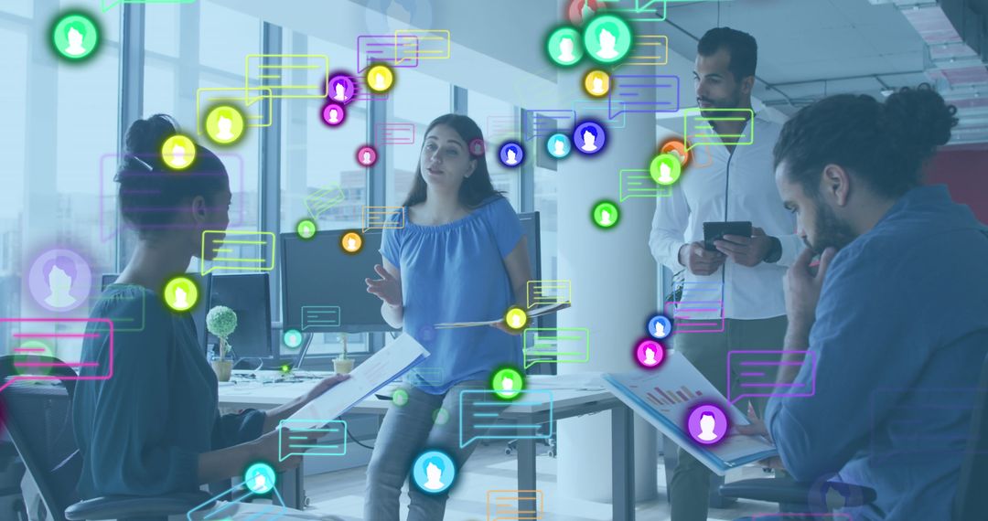 Collaborative Office Meeting with Social Networking Concept Overlay