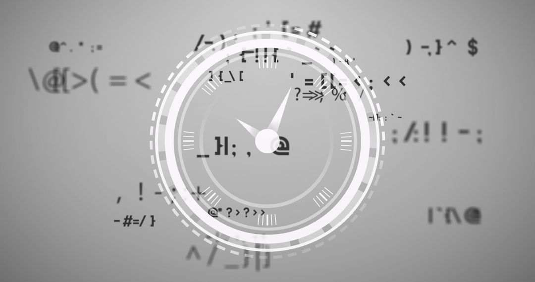 Time and Mathematics Concepts Blending in Grey Background