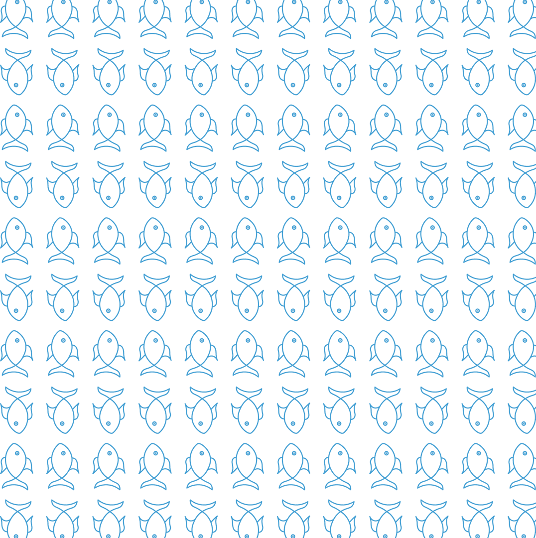 Repeating Blue Fish Pattern Design on Transparent Background