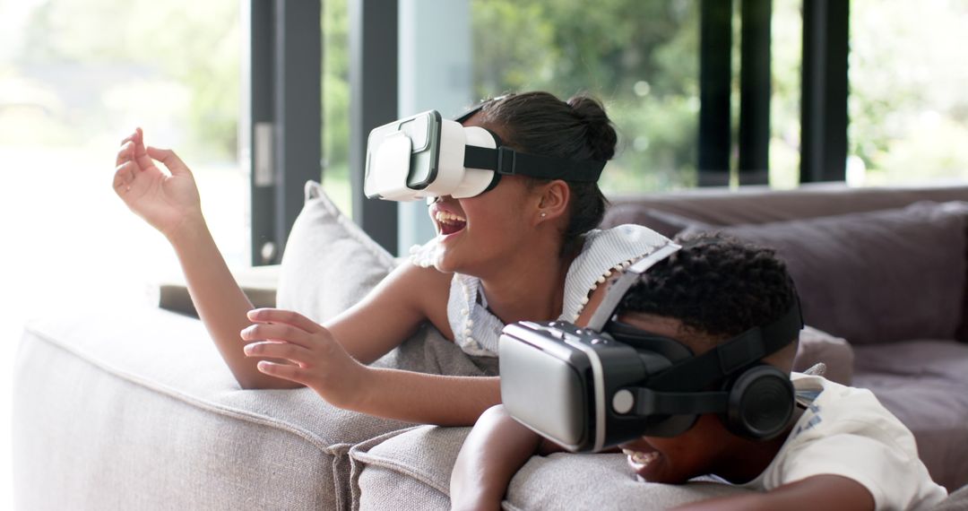 Kids Enjoying Virtual Reality Together at Home