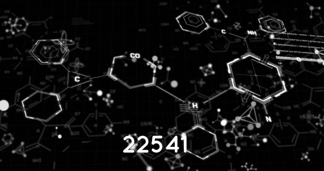 Futuristic Molecular Structure with Digital Analysis Overlay