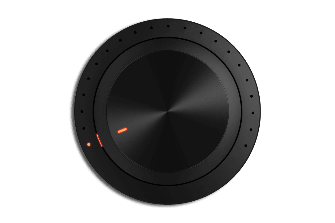 Glossy Black Volume Knob on Transparent Background for Digital Interfaces