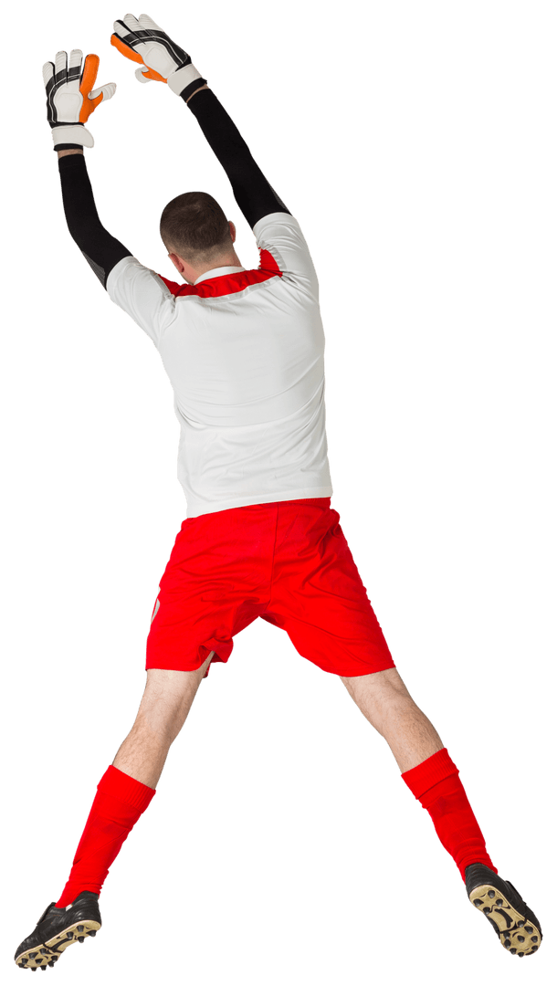 Goalkeeper in Action Jumping for Save Transparent Background