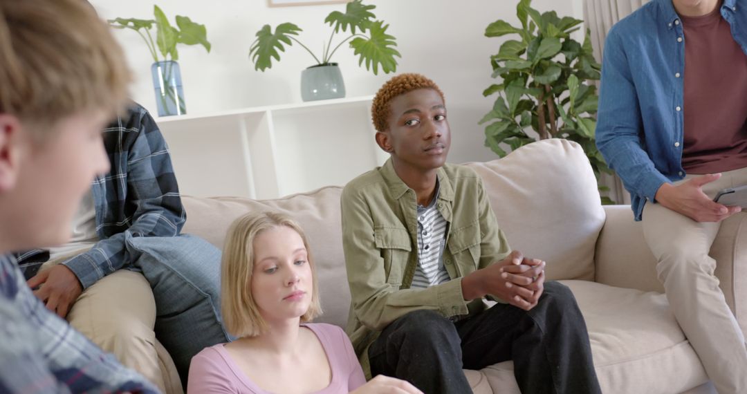 Diverse Teens Discussing Together in Living Room - Free Images, Stock Photos and Pictures on Pikwizard.com