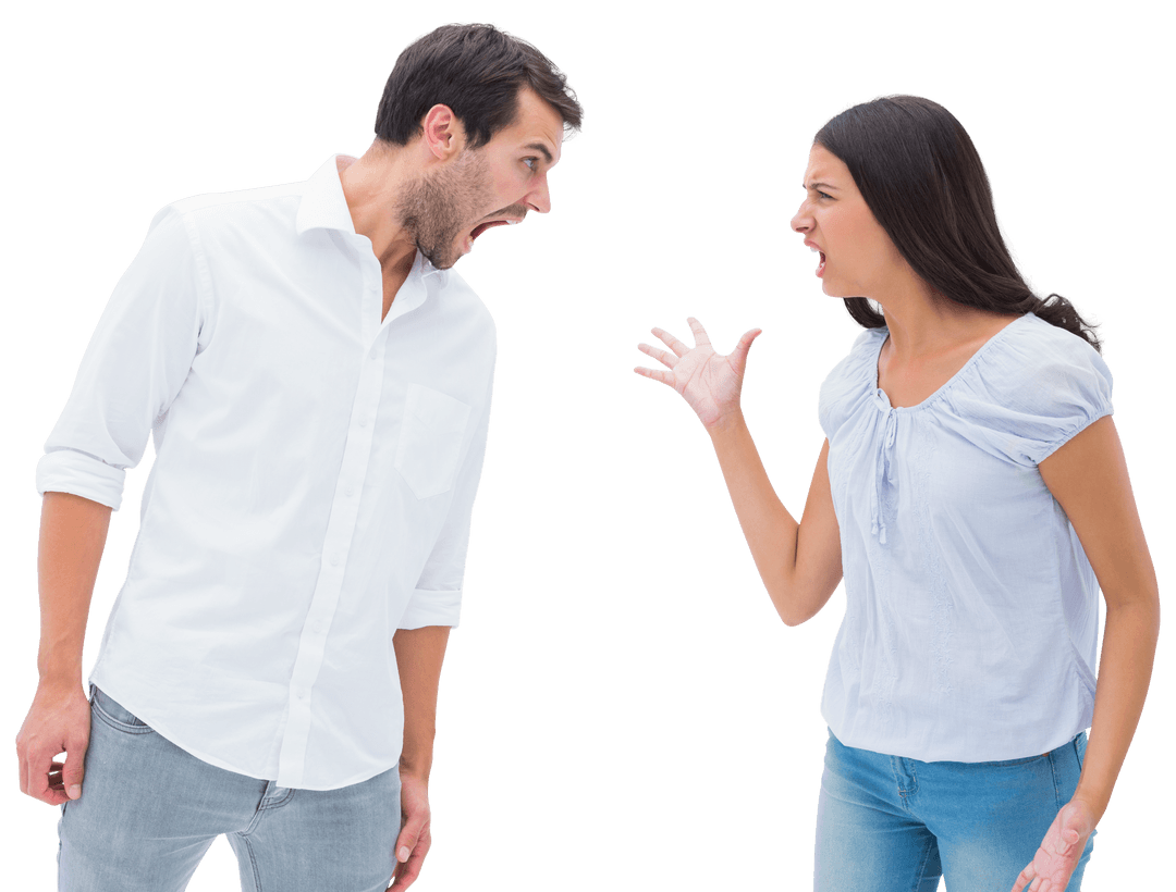 Transparent Angry Couple Arguing Intensely
