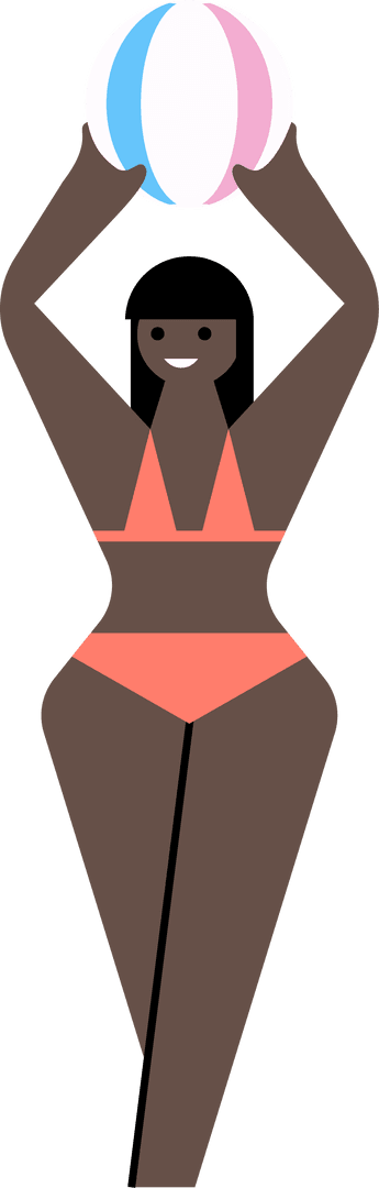 Summertime Relaxation with Beach Ball on Transparent Background