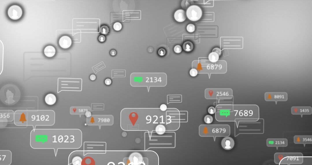 Abstract Digital Social Media Interface on Gray Background