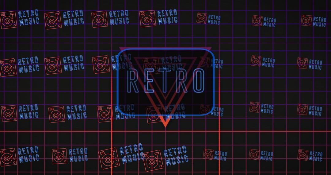 Neon Retro Music Theme with Vintage Grid Design