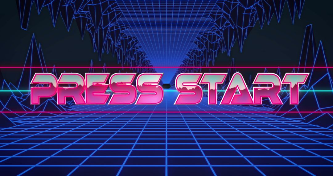 Retro Futuristic Neon Game Start Interface Design