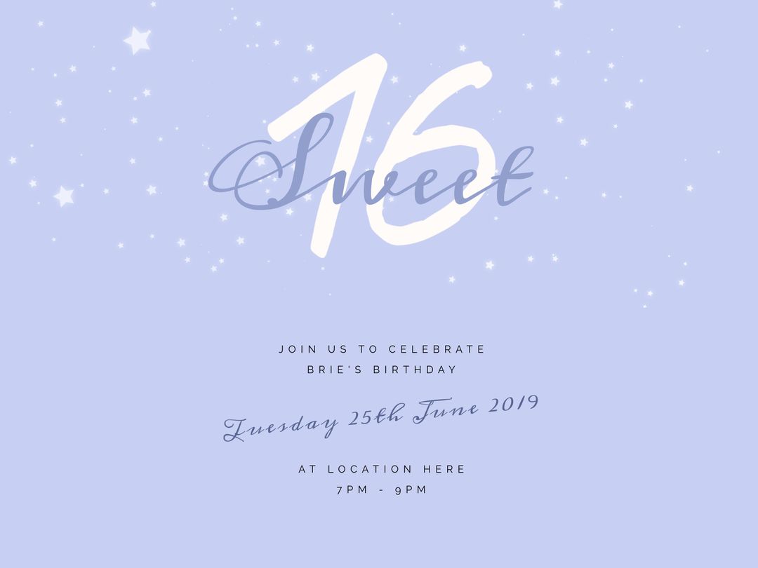 Elegant Starry-themed Sweet Sixteen Birthday Invitation - Download Free Stock Templates Pikwizard.com