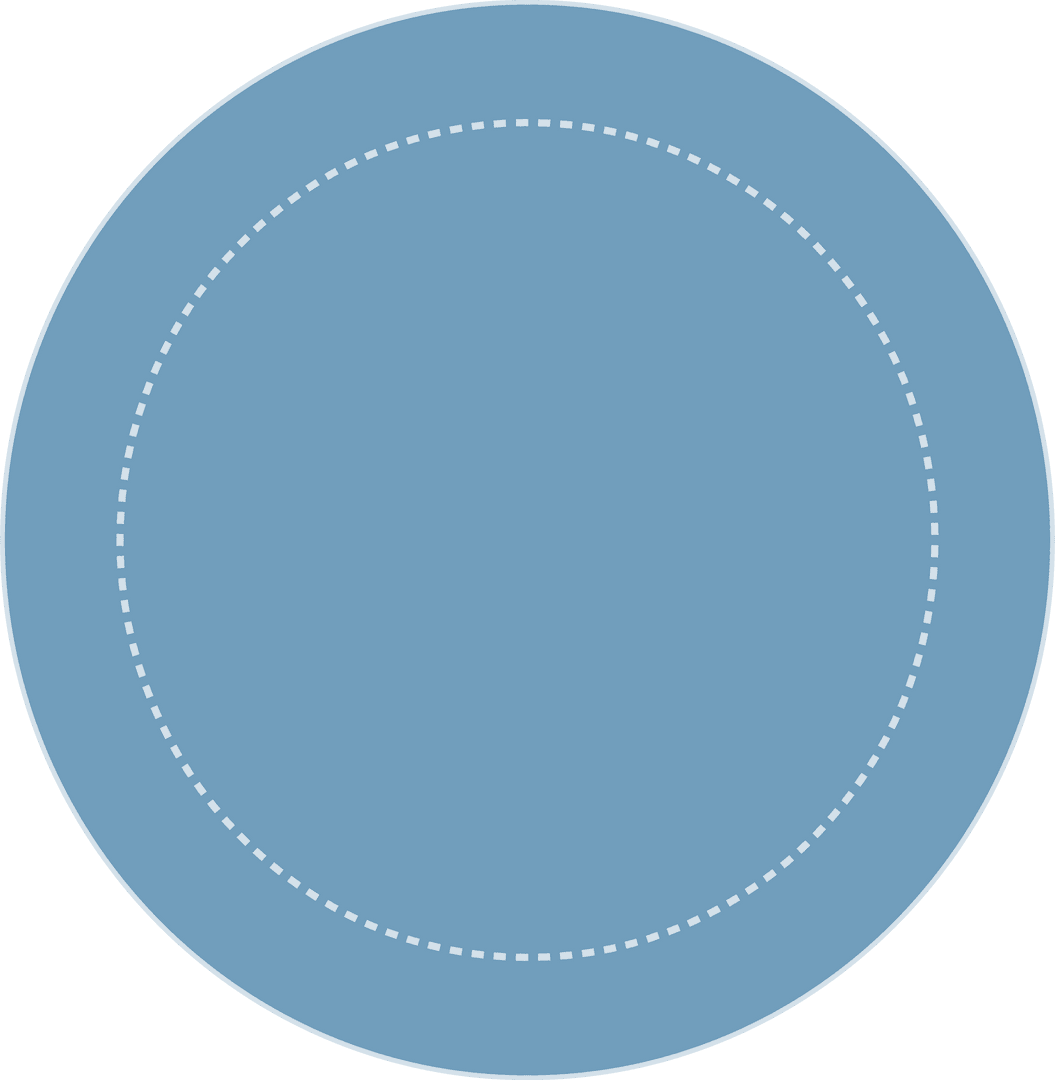 Circular Blue Label with White Ring on Transparent Background