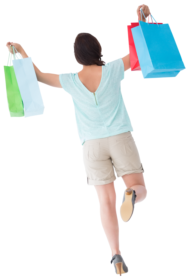 Transparent Happiness in Shopping Mannequin Pose, Colorful Shopping Bags, Celebratory - Download Free Stock Images Pikwizard.com