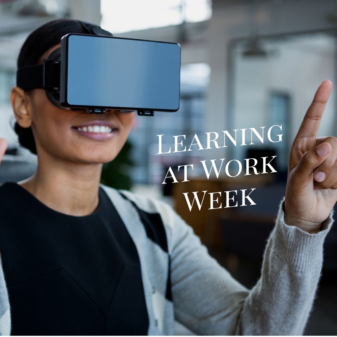 Businesswoman Engaged with Virtual Reality in Workplace