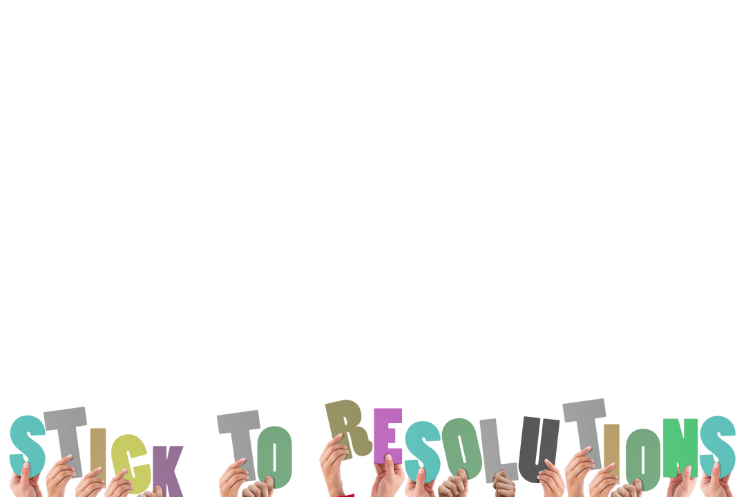 Hands Holding Stick to Resolutions Text Transparent Background