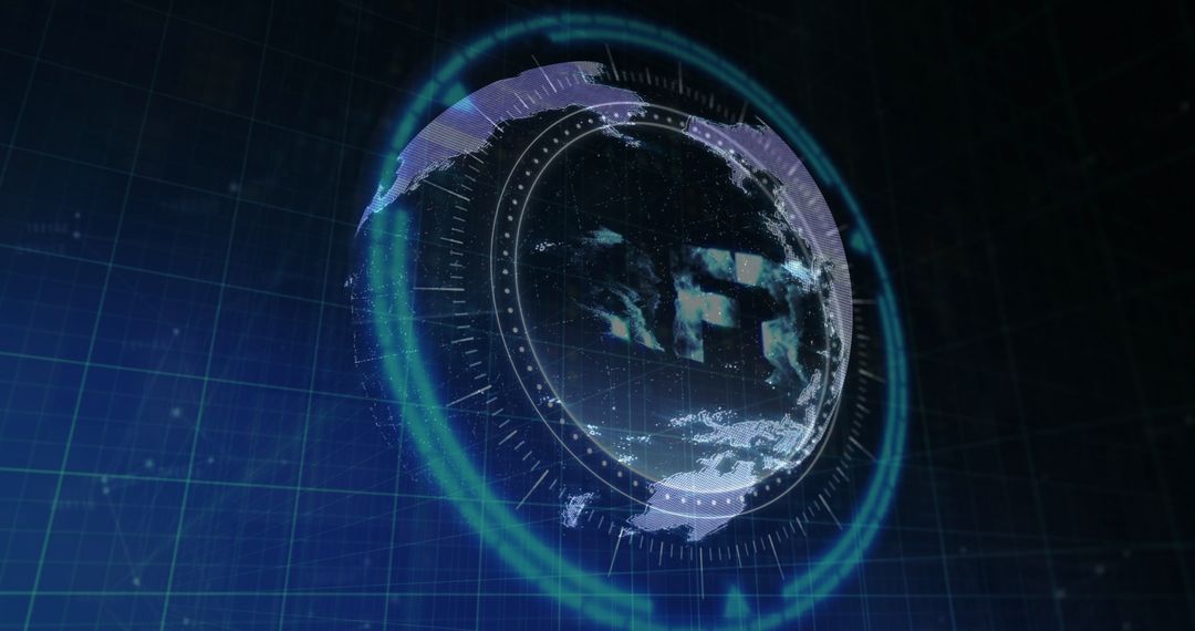 Futuristic Holographic Globe in Virtual Interface