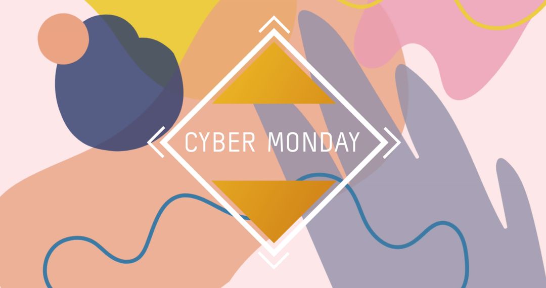 Cyber Monday Sale Abstract Background with Pastel Shapes