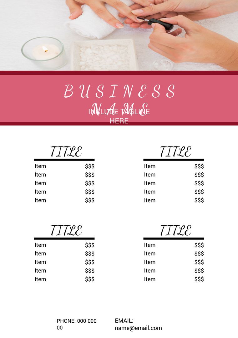 Elegant Spa Price List Template with Relaxing Manicure Scene - Download Free Stock Templates Pikwizard.com