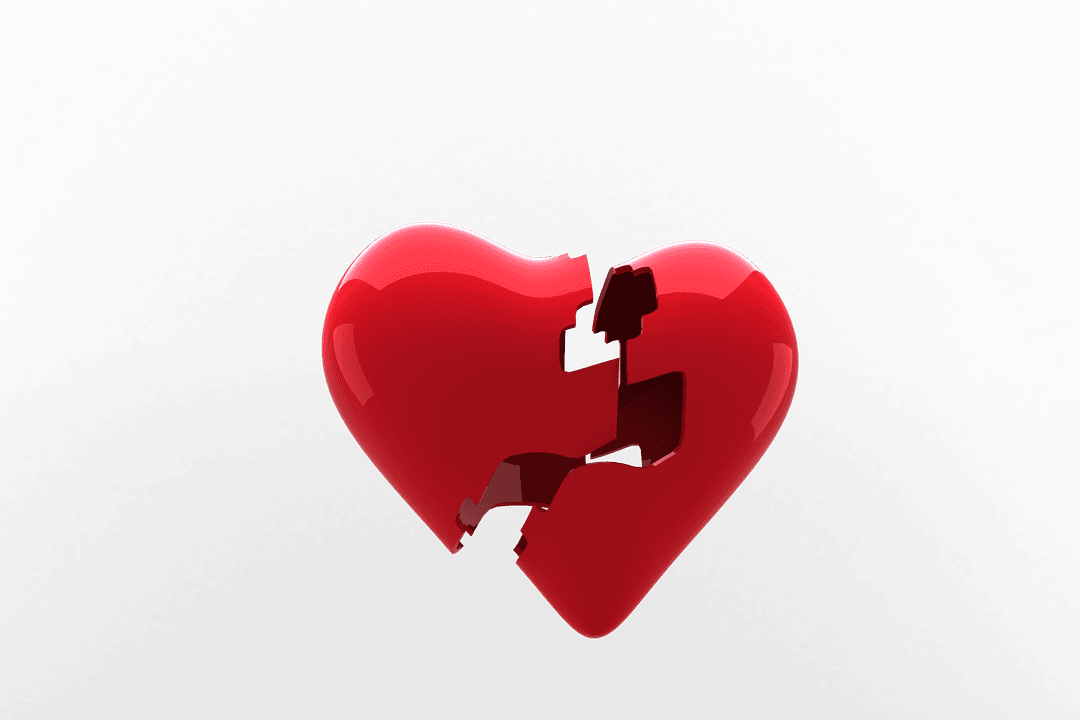 Transparent Broken Red Heart Symbolizing Lost Love