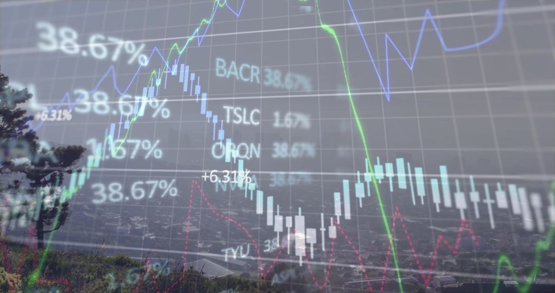 Financial Data Visualization Over Mountain Panorama