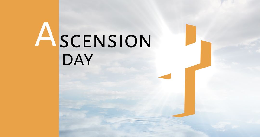 Ascension Day Celebration with Sun Rays and Christian Cross