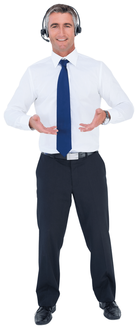 Transparent Call Center Agent Gesturing with Headset
