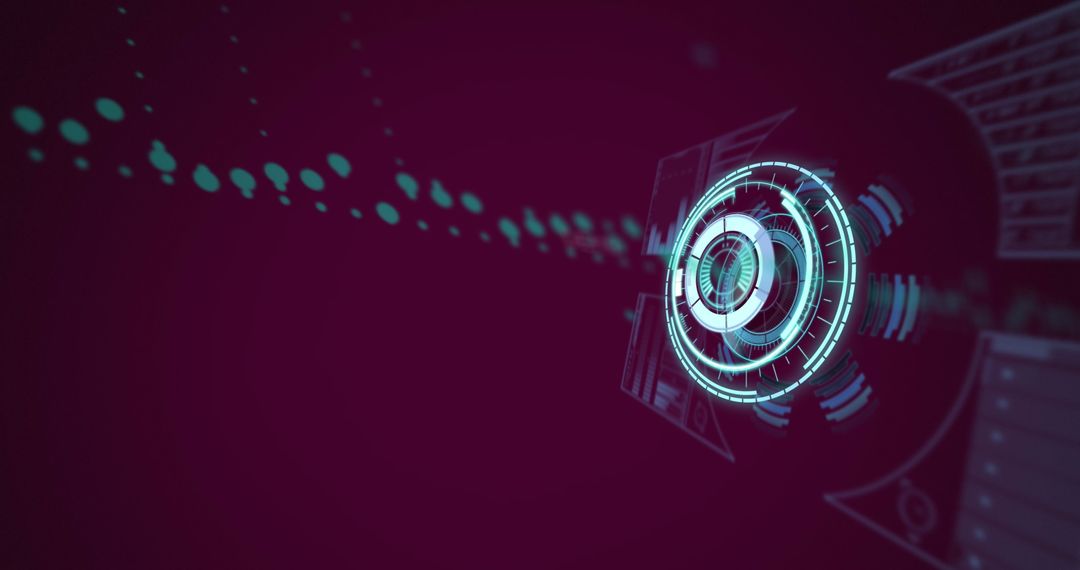 Futuristic Digital Interface Displaying Data on Purple Background