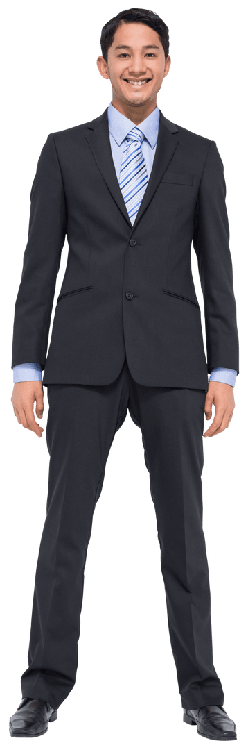 Happy Biracial Businessman in Formal Suit on Transparent Background