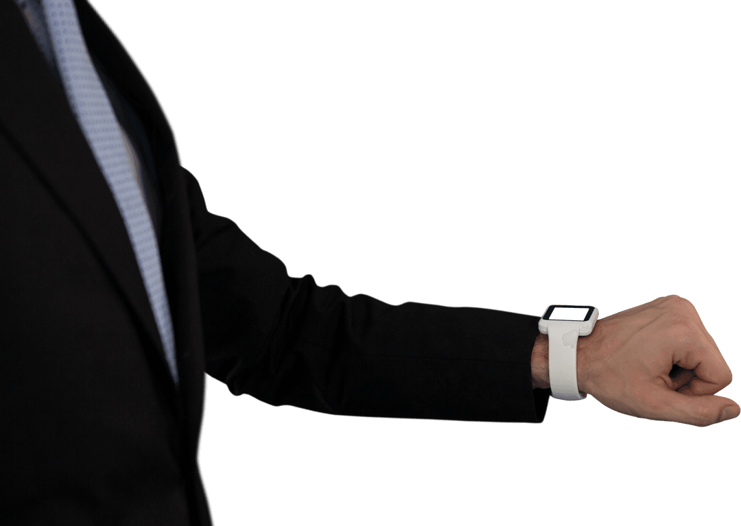 Businessman Wears Modern Transparent Smart Watch