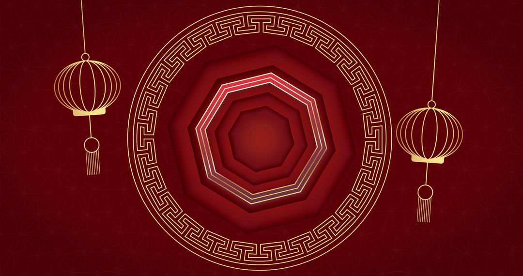 Chinese New Year Festive Lanterns and Gold Accents