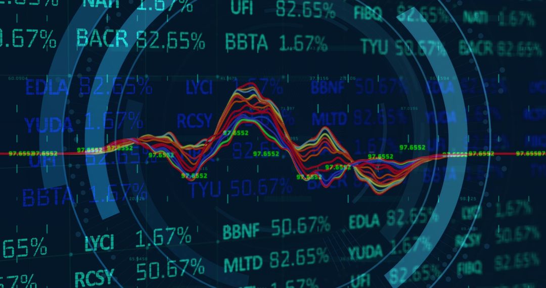 Digital Interface with Padlock Stock Graph Overlay
