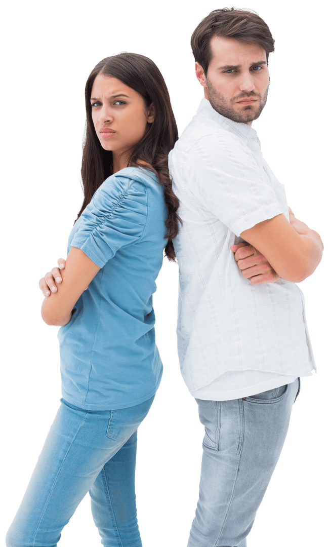 Transparent Background - Upset Foreground Couple Ignoring Each Other