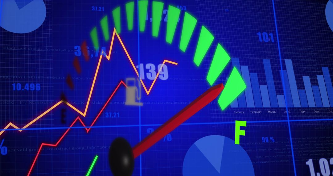 Economic Growth Illustrated by Digital Interface and Dashboard Indicators