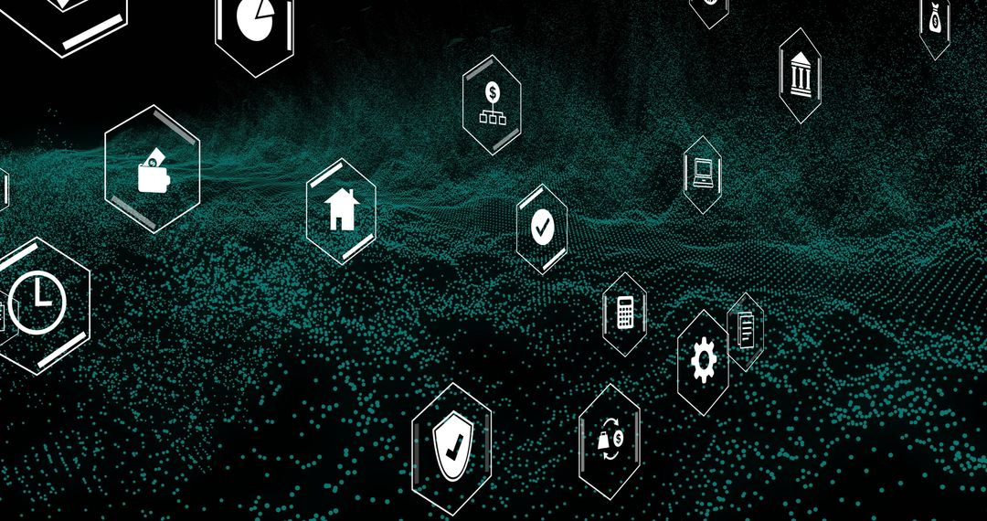 Abstract Digital Business Icons on Virtual Background