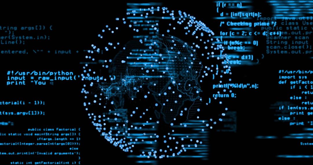 Digital Globe with Code Signifying Future Technology and AI