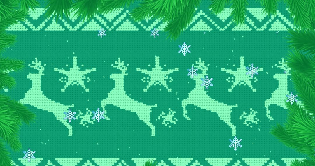 Festive Reindeer Pattern with Pine Branch Border - Free Images, Stock Photos and Pictures on Pikwizard.com