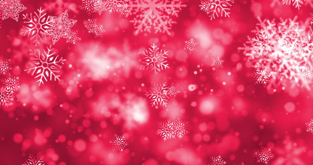 Falling Snow and Bokeh on Festive Red Background