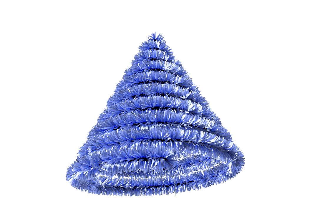 Transparent Blue Tinsel Arranged in Christmas Tree Shape