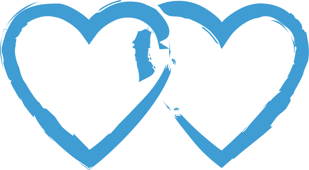 Illustration Transparent Blue Hearts on Blank Canvas