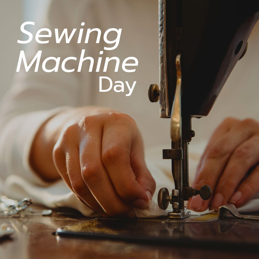 Hands Crafting with Vintage Sewing Machine for Sewing Machine Day
