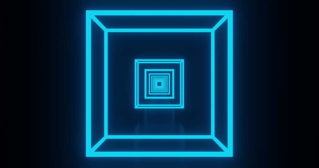 Futuristic Glowing Neon blue Squares in Infinite Loop