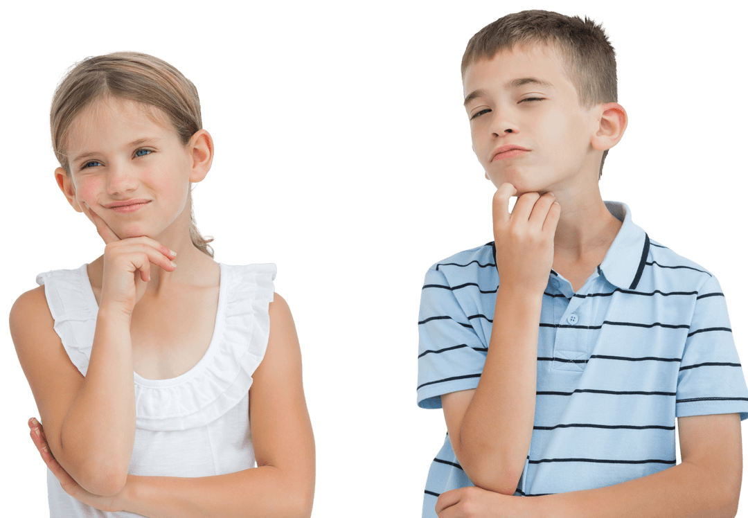 Transparent Children Portraying Thoughtful Expression Concept